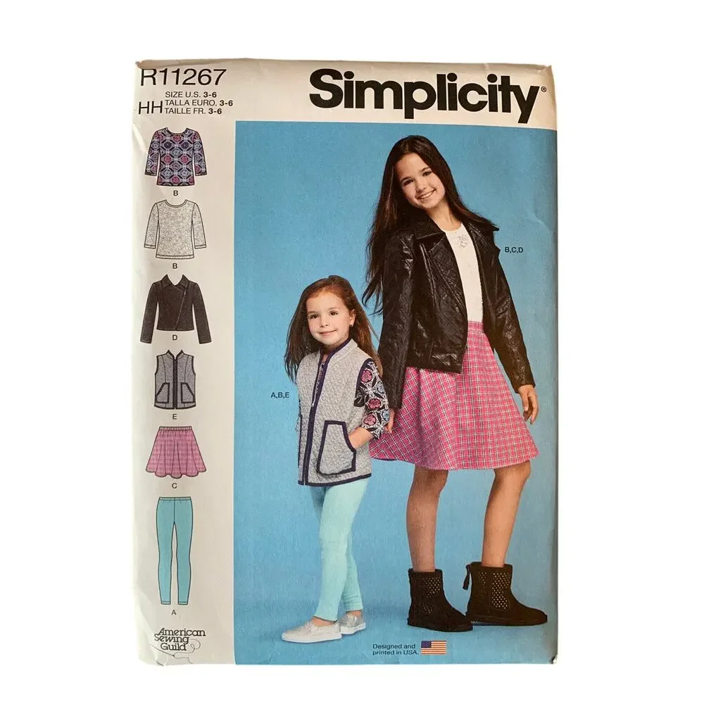 Simplicity Sewing Pattern R11267 Girls Jacket Vest Skirt Size 3 - 6 UNCUT